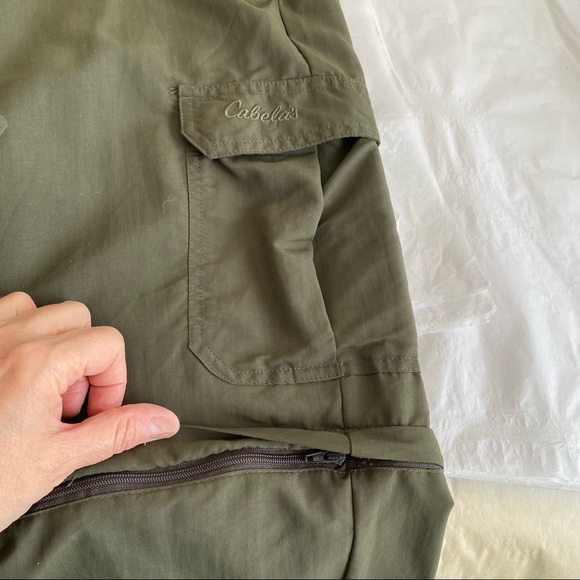 Cabela Cargo Hiking Fishing Zip Off Army Green Utility Pants Shorts - Picture 6 of 10